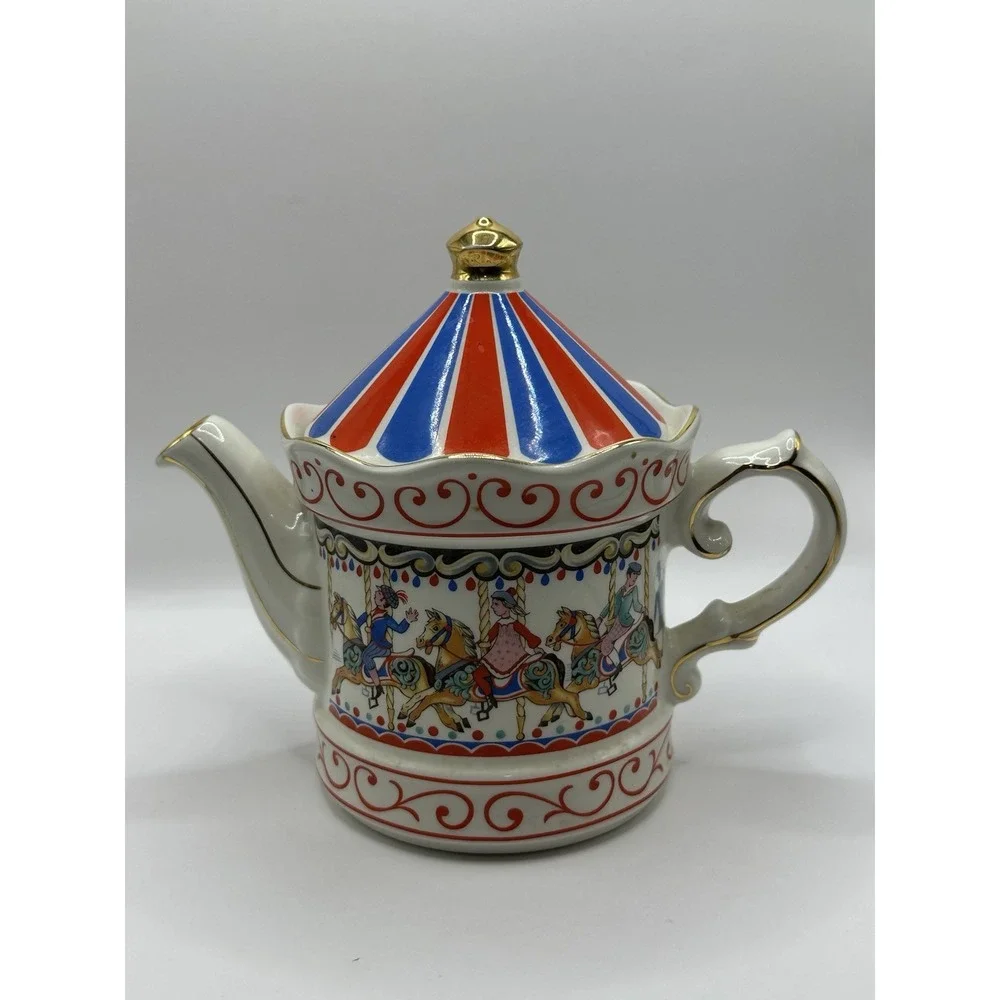 Sadler England Porcelain Carousel 2 Cup Teapot Tivoli Edwardian Entertainments